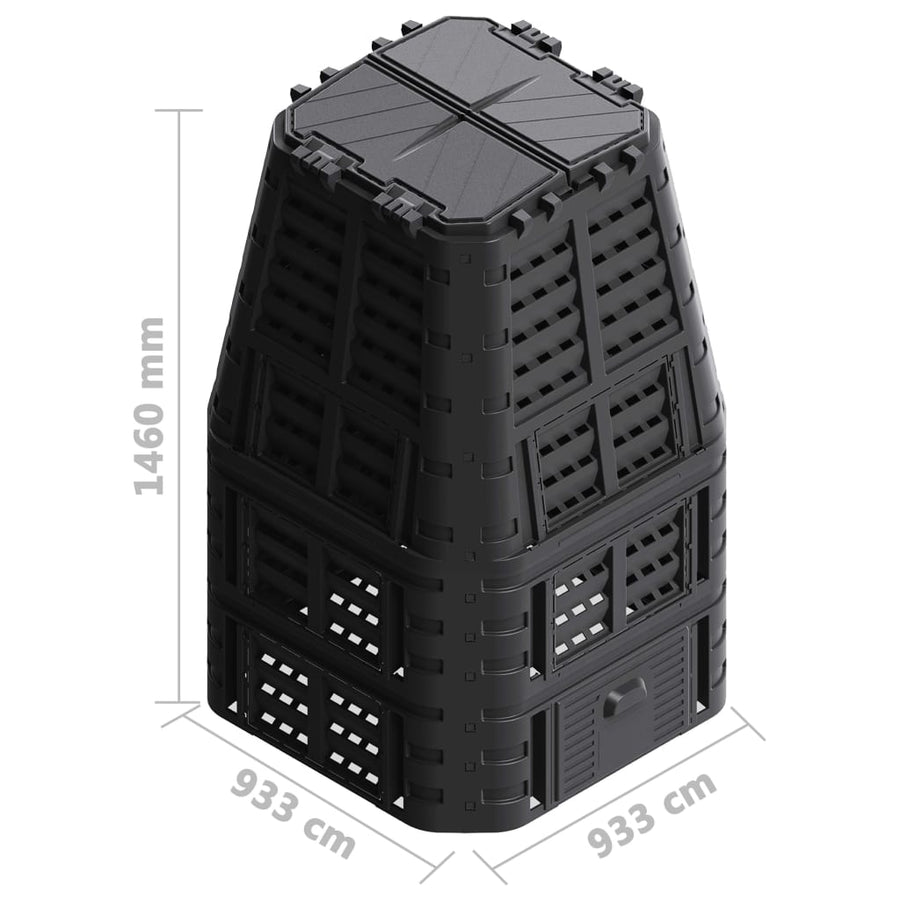 Compostbak 000 L 93,3X93,3X46 Cm Zwart 1 1000 l