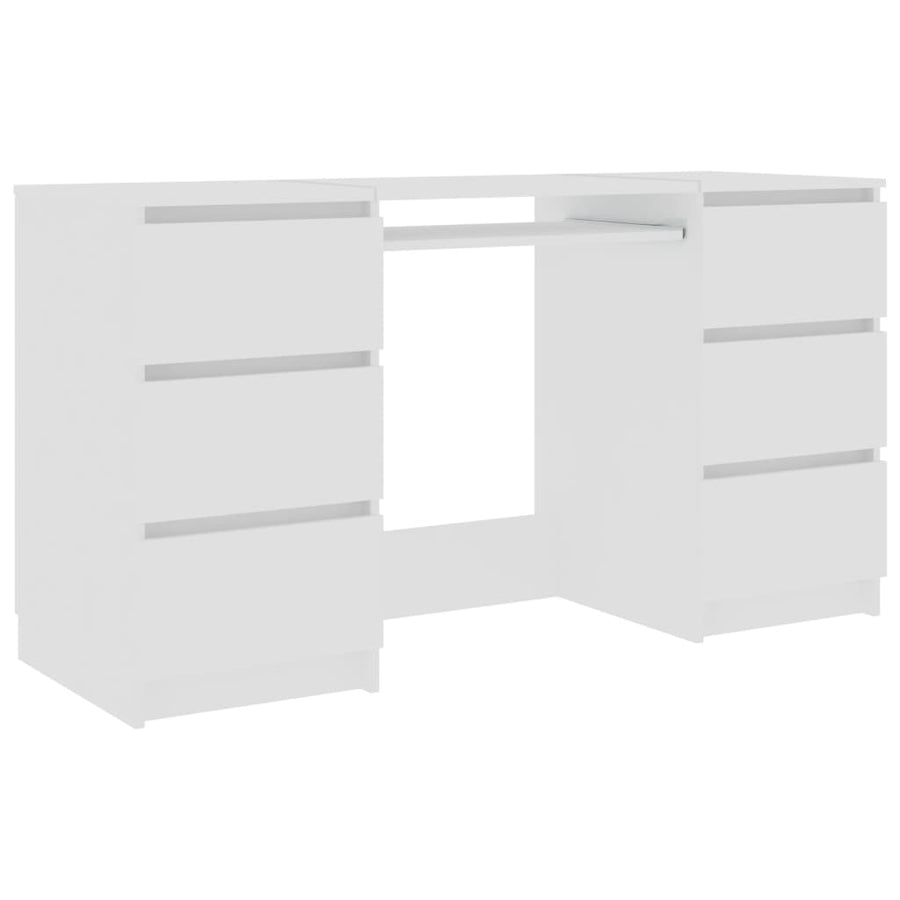 Schrijftafel 140x50x77 cm bewerkt hout wit Wit