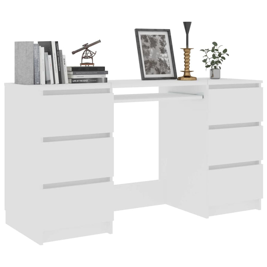 Schrijftafel 140x50x77 cm bewerkt hout wit Wit