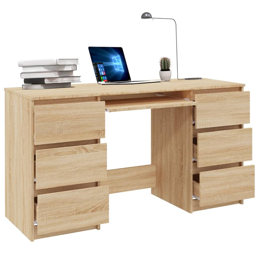 Schrijftafel 140x50x77 cm bewerkt hout sonoma eikenkleurig Sonoma eiken