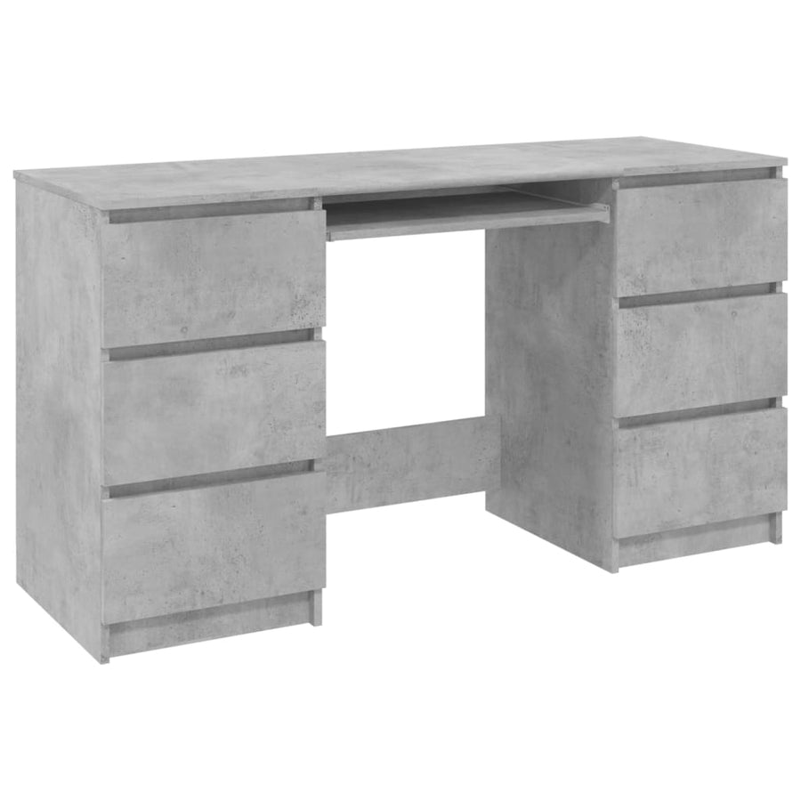 Schrijftafel 140x50x77 cm bewerkt hout betongrijs Betongrijs