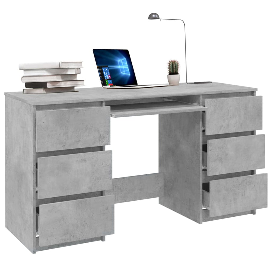 Schrijftafel 140x50x77 cm bewerkt hout betongrijs Betongrijs