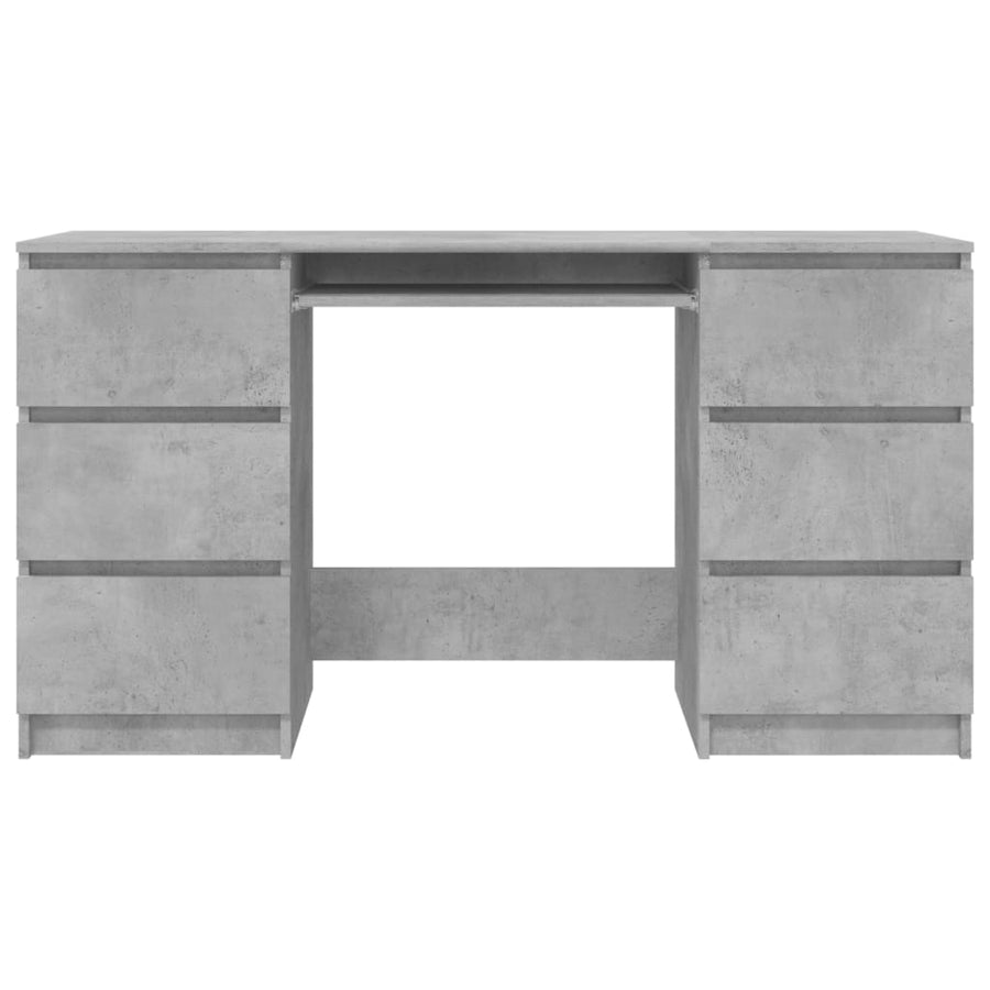 Schrijftafel 140x50x77 cm bewerkt hout betongrijs Betongrijs