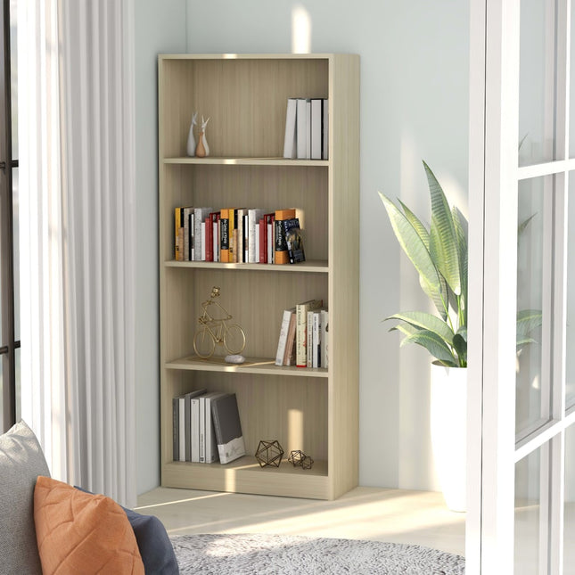 Boekenkast met 4 schappen 60x24x142 cm bewerkt hout sonoma eik 60 x 24 x 142 cm Sonoma eiken