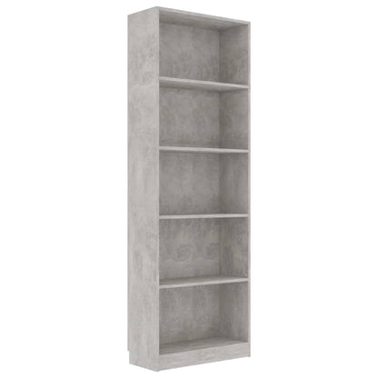 Boekenkast Met 5 Schappen Bewerkt Hout 60 x 24 x 175 cm Betongrijs