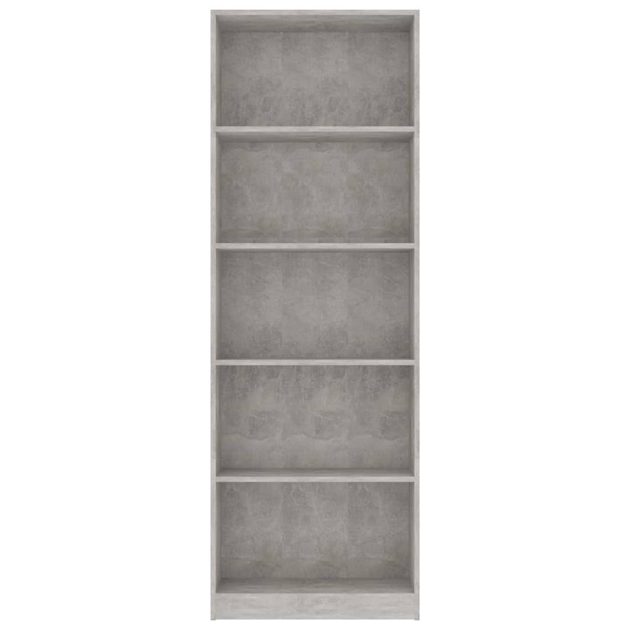 Boekenkast Met 5 Schappen Bewerkt Hout 60 x 24 x 175 cm Betongrijs