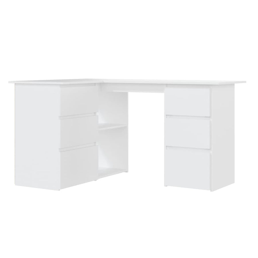 Hoekbureau 145x100x76 cm bewerkt hout wit Wit