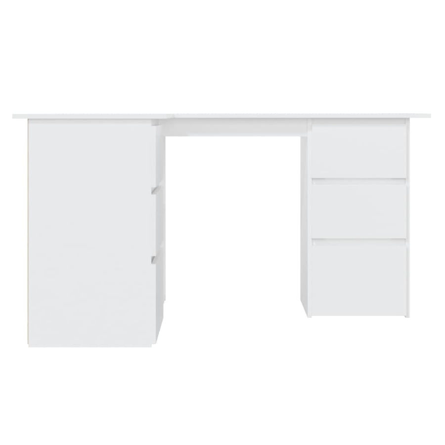 Hoekbureau 145x100x76 cm bewerkt hout wit Wit