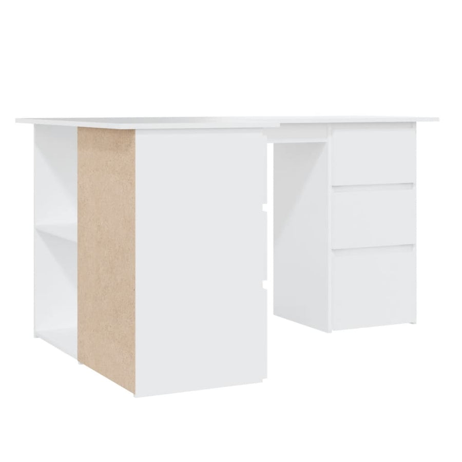 Hoekbureau 145x100x76 cm bewerkt hout wit Wit