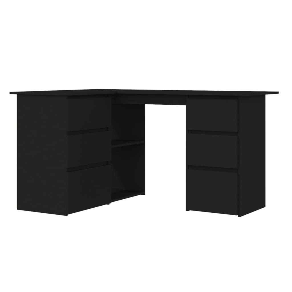 Hoekbureau 145X100X76 Cm Bewerkt Hout Zwart