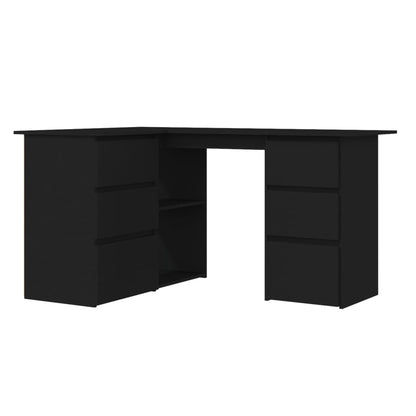 Hoekbureau 145X100X76 Cm Bewerkt Hout Zwart