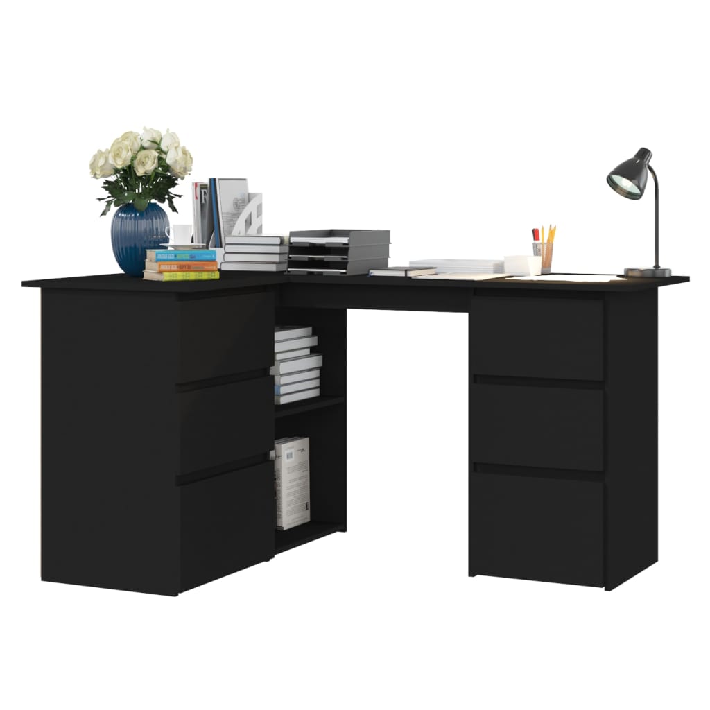 Hoekbureau 145X100X76 Cm Bewerkt Hout Zwart