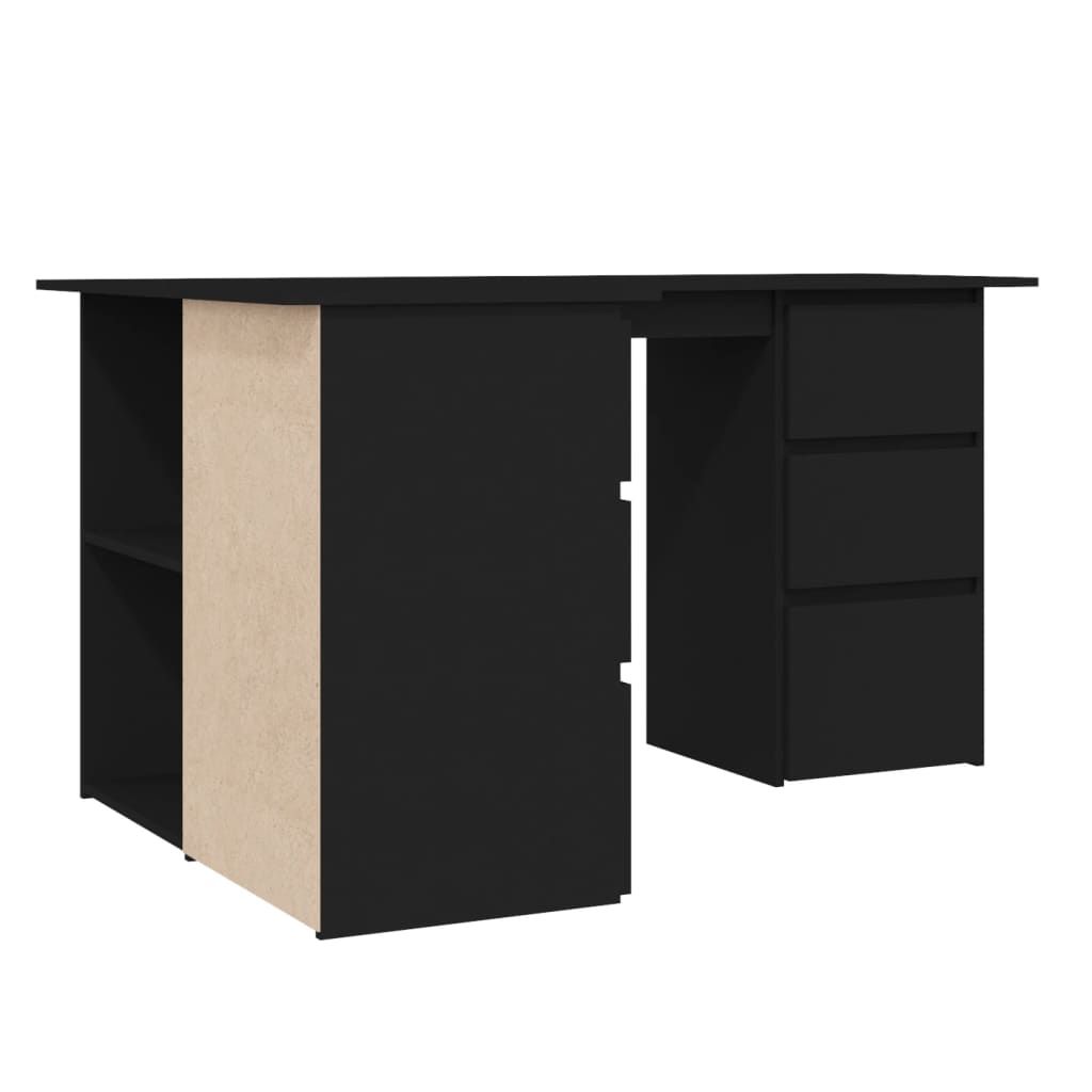 Hoekbureau 145X100X76 Cm Bewerkt Hout Zwart