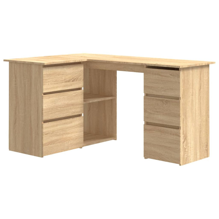 Hoekbureau 145X100X76 Cm Bewerkt Hout Kleurig Sonoma eiken
