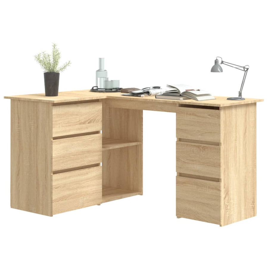 Hoekbureau 145X100X76 Cm Bewerkt Hout Kleurig Sonoma eiken