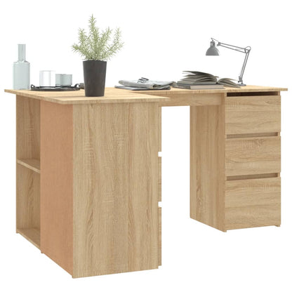 Hoekbureau 145X100X76 Cm Bewerkt Hout Kleurig Sonoma eiken
