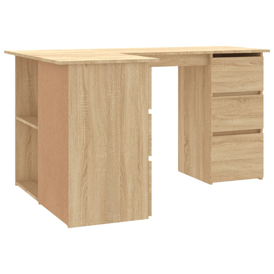 Hoekbureau 145X100X76 Cm Bewerkt Hout Kleurig Sonoma eiken