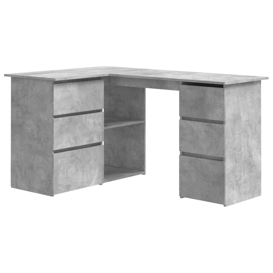 Hoekbureau 145x100x76 cm bewerkt hout betongrijs Betongrijs