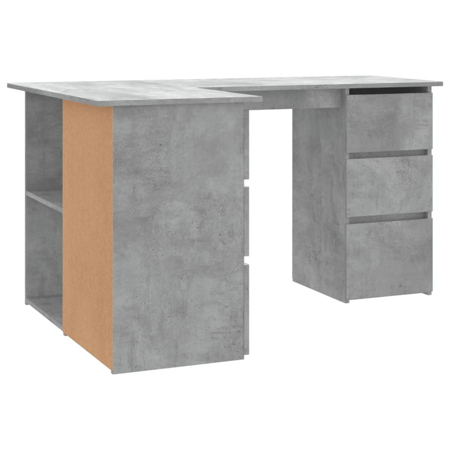 Hoekbureau 145x100x76 cm bewerkt hout betongrijs Betongrijs