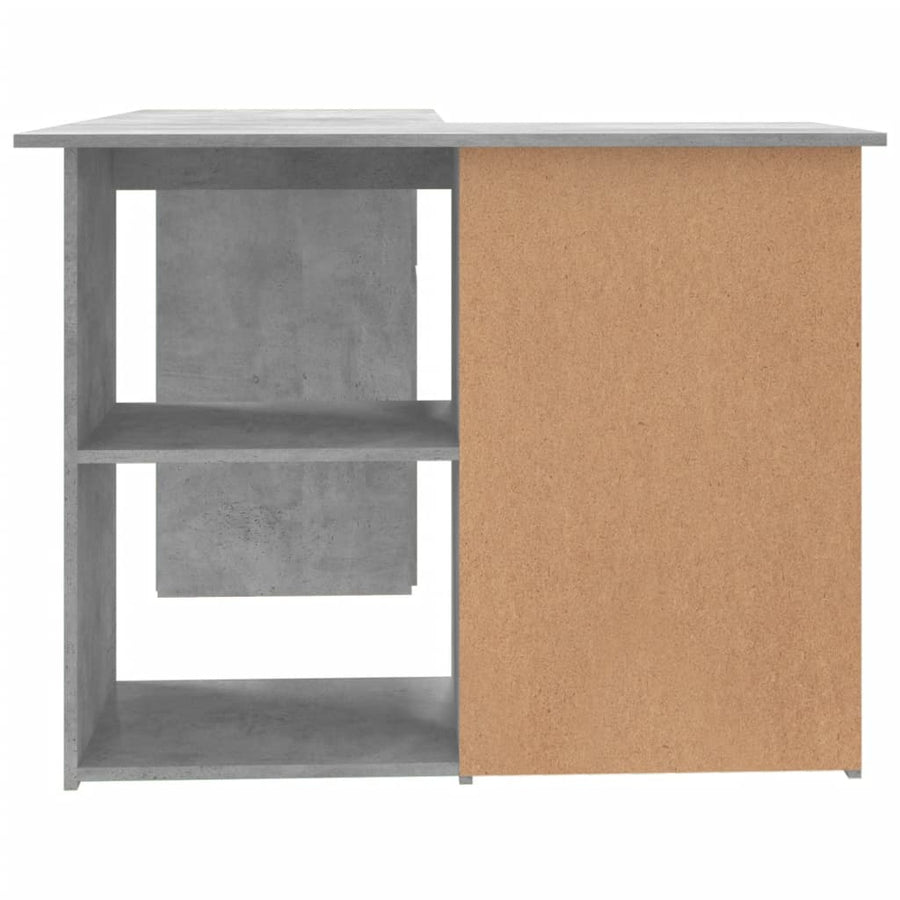 Hoekbureau 145x100x76 cm bewerkt hout betongrijs Betongrijs
