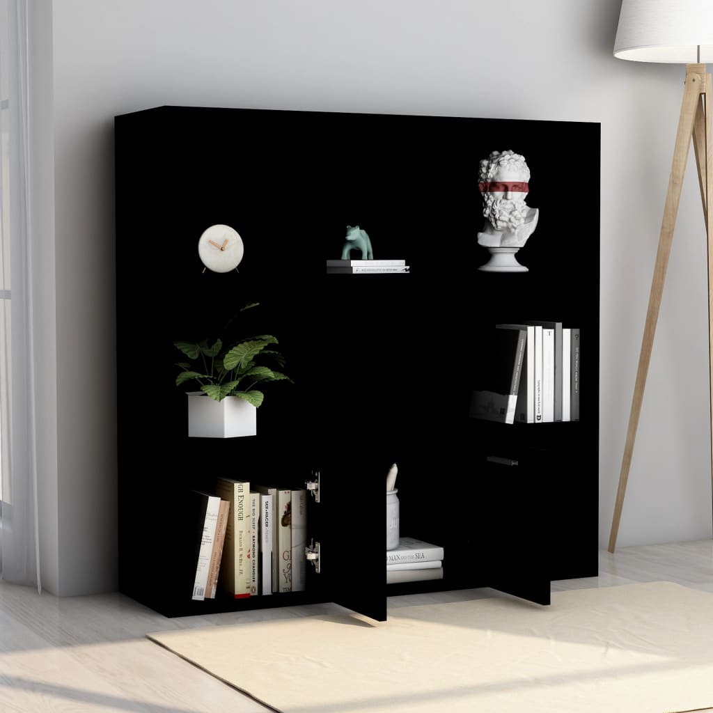 Boekenkast 98X30X98 Cm Spaanplaat Zwart