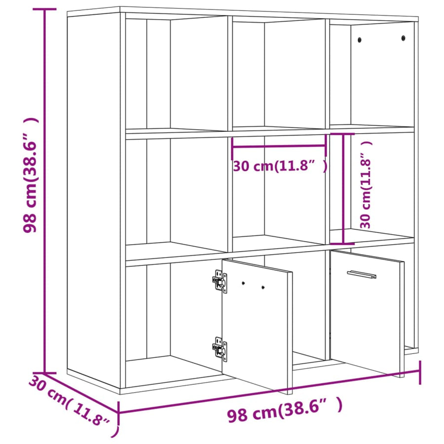 Boekenkast 98X30X98 Cm Spaanplaat Betongrijs