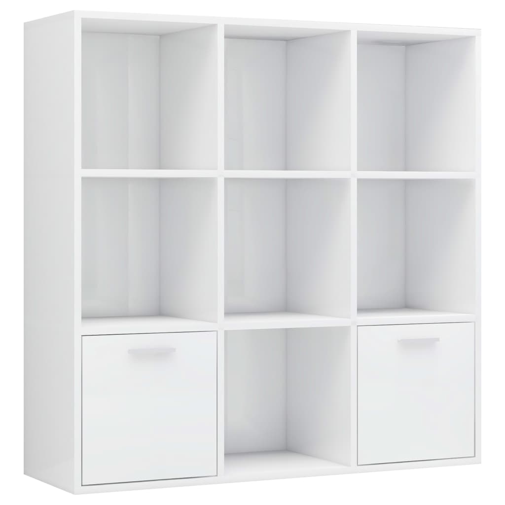 Boekenkast 98x30x98 cm bewerkt hout hoogglans wit