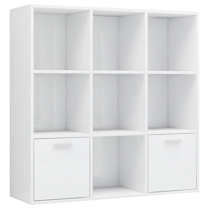 Boekenkast 98x30x98 cm bewerkt hout hoogglans wit