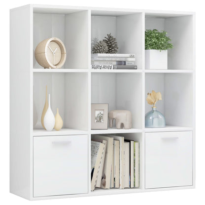 Boekenkast 98x30x98 cm bewerkt hout hoogglans wit