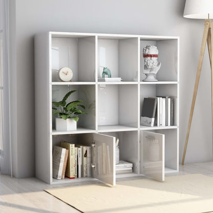 Boekenkast 98x30x98 cm bewerkt hout hoogglans wit