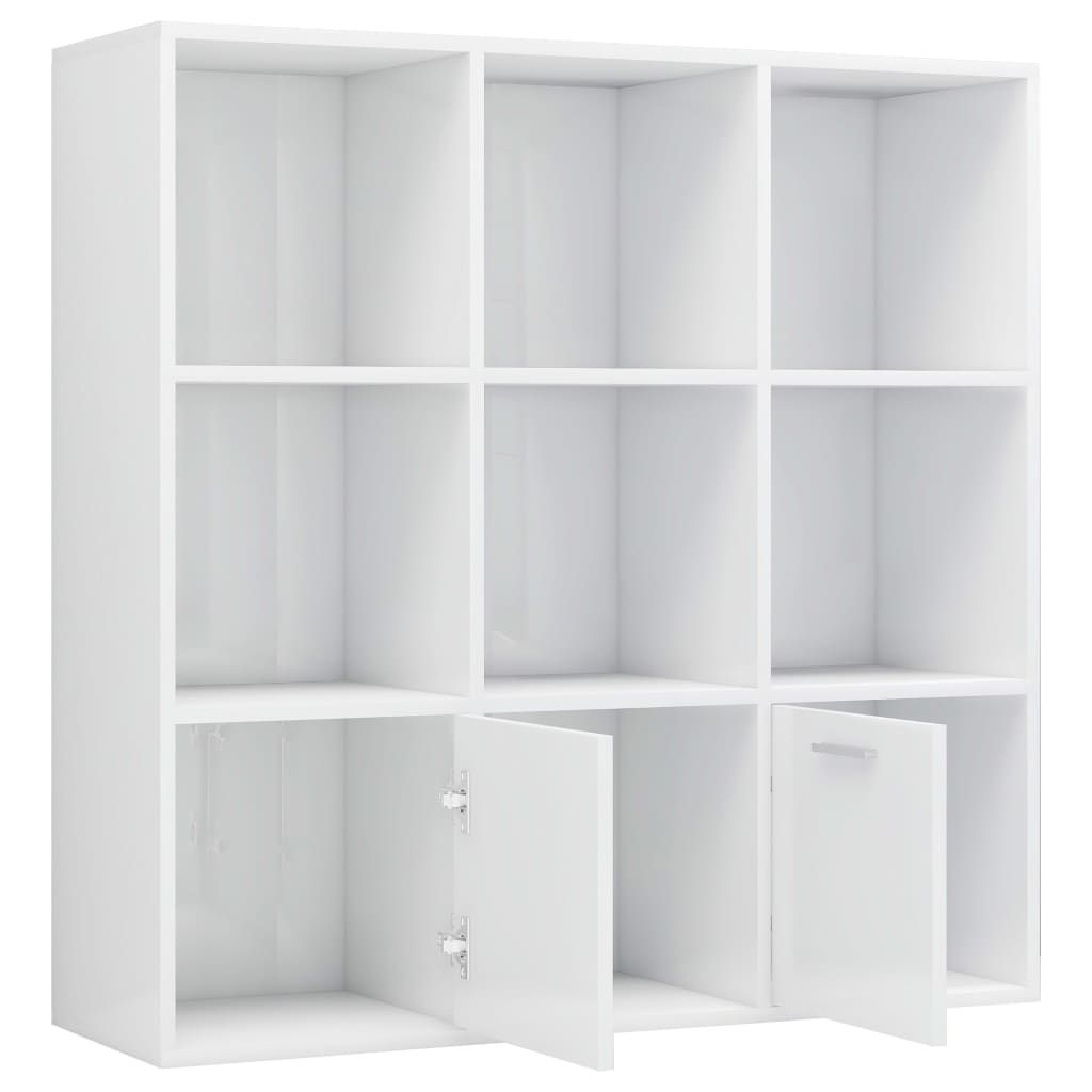 Boekenkast 98x30x98 cm bewerkt hout hoogglans wit