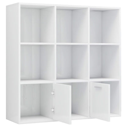 Boekenkast 98x30x98 cm bewerkt hout hoogglans wit