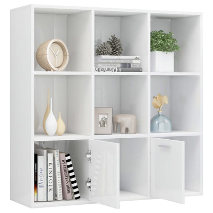 Boekenkast 98x30x98 cm bewerkt hout hoogglans wit