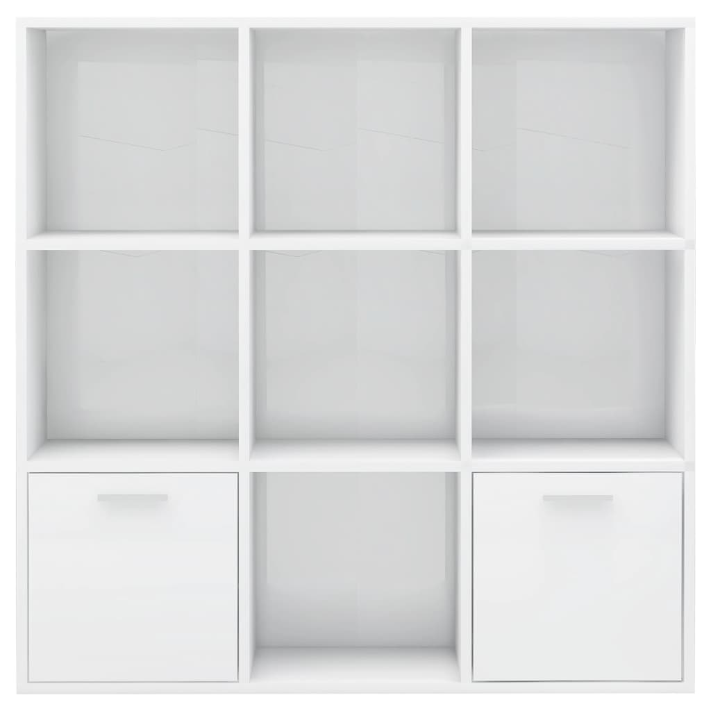 Boekenkast 98x30x98 cm bewerkt hout hoogglans wit