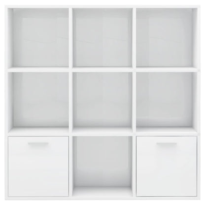 Boekenkast 98x30x98 cm bewerkt hout hoogglans wit