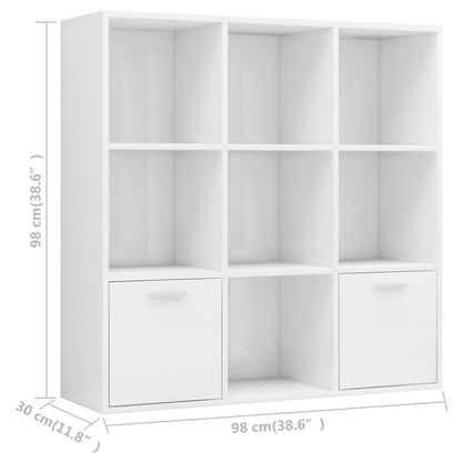 Boekenkast 98x30x98 cm bewerkt hout hoogglans wit
