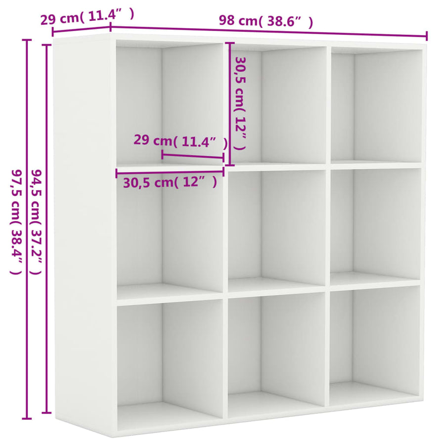 Boekenkast 98X29X97,5 Cm Bewerkt Hout Wit