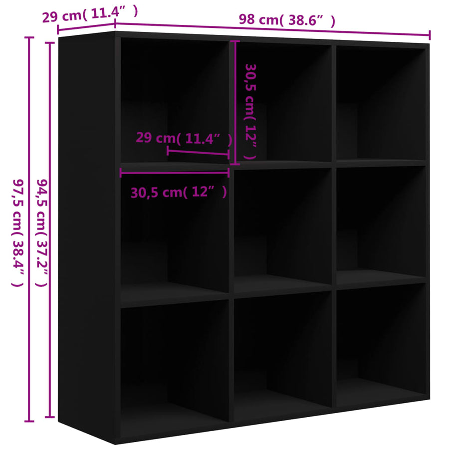 Boekenkast 98x29x97,5 cm bewerkt hout zwart