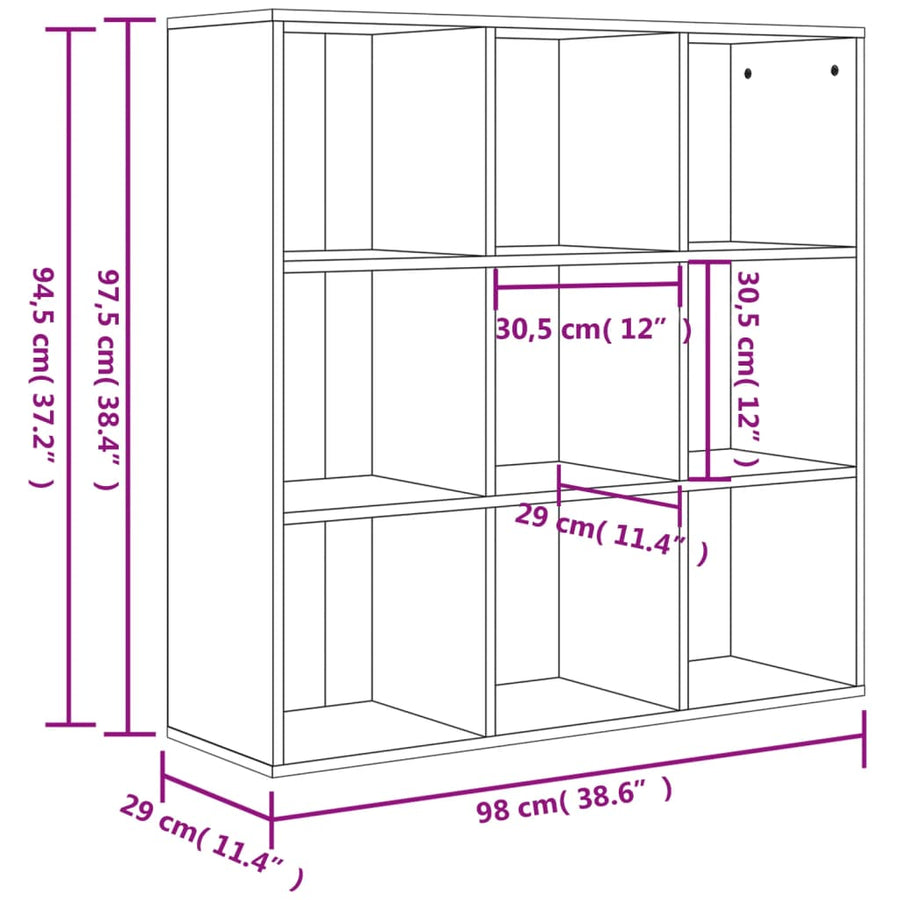 Boekenkast 98X29X97,5 Cm Bewerkt Hout Kleurig Sonoma eiken