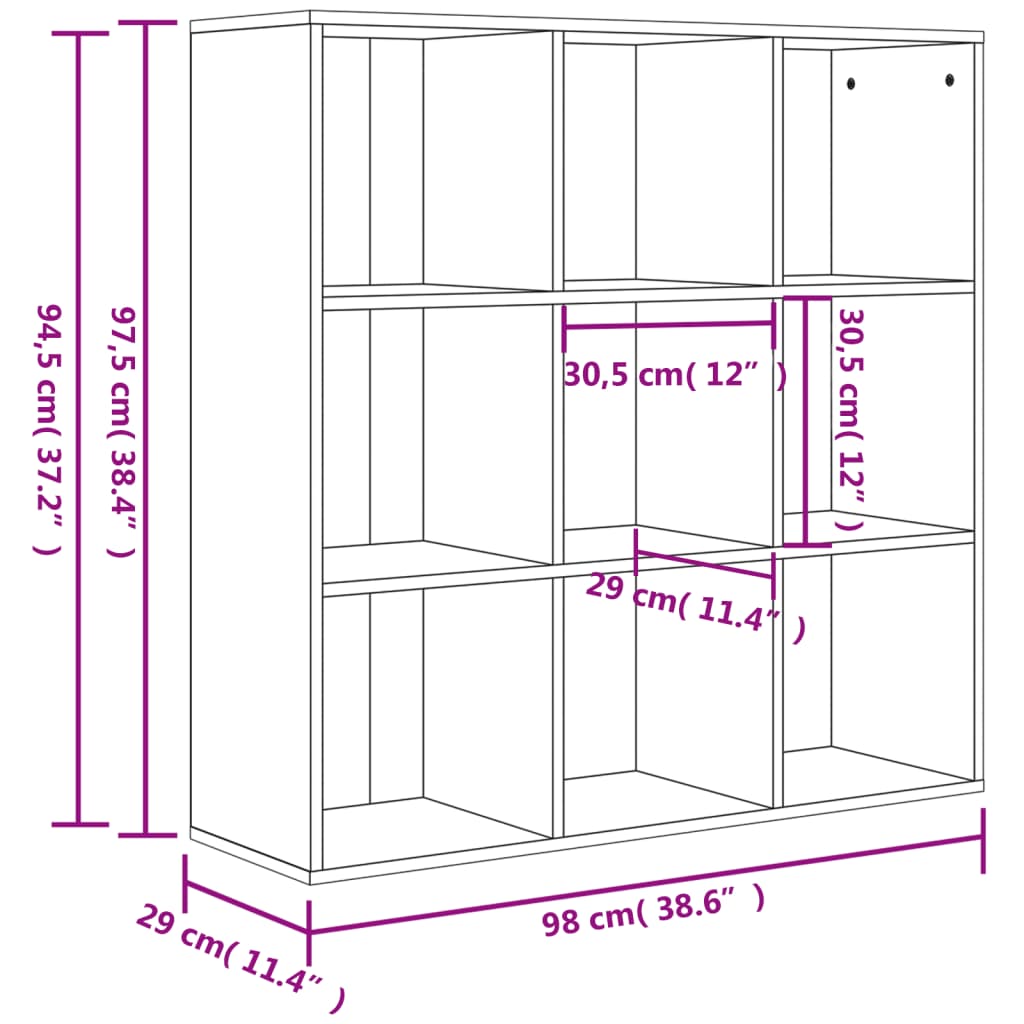 Boekenkast 98X29X97,5 Cm Bewerkt Hout Betongrijs