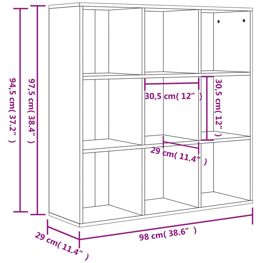 Boekenkast 98X29X97,5 Cm Bewerkt Hout Betongrijs