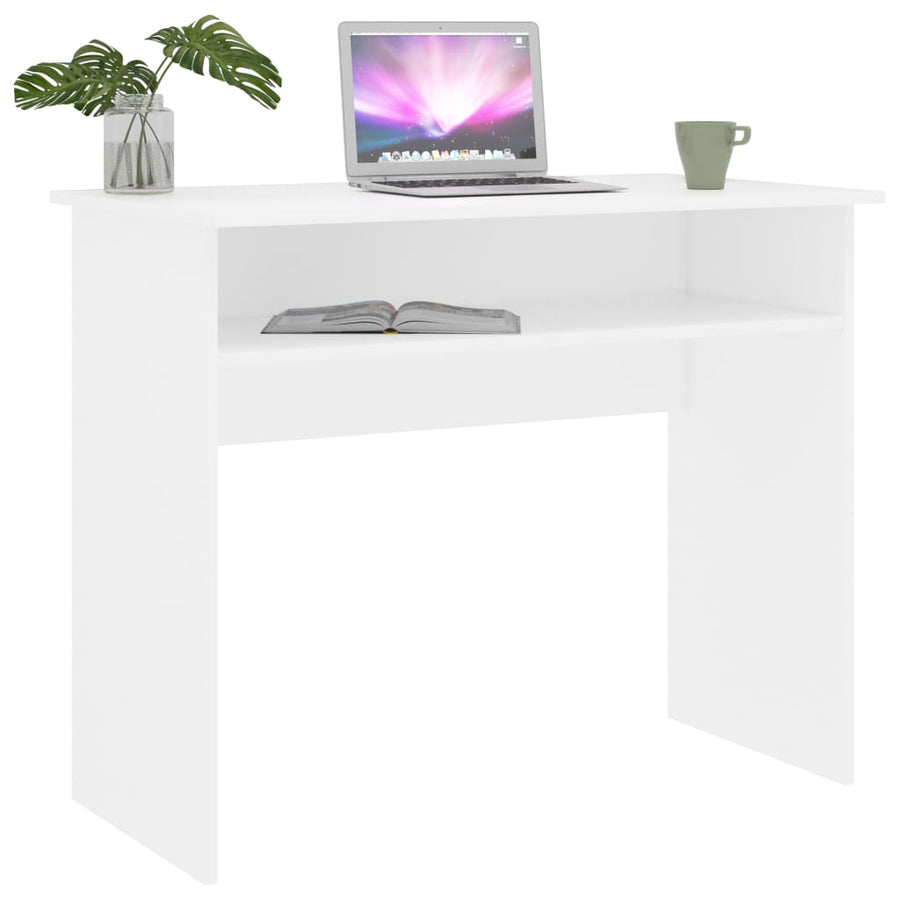 Bureau 90X50X74 Cm Bewerkt Hout Wit