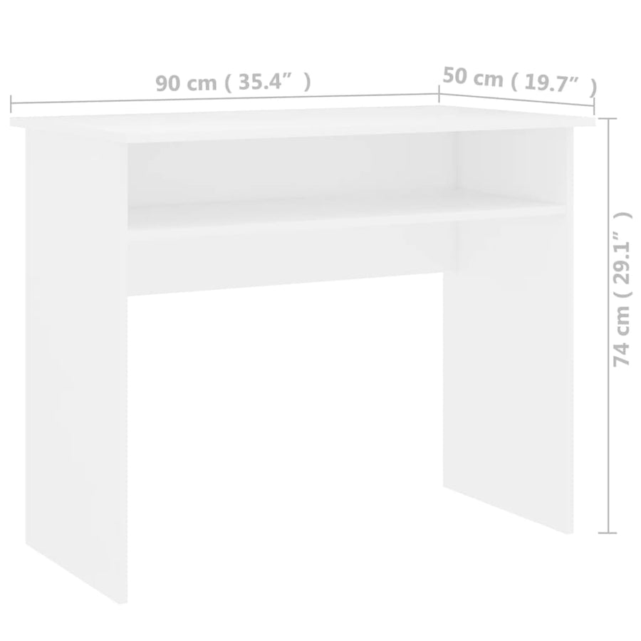 Bureau 90X50X74 Cm Bewerkt Hout Wit