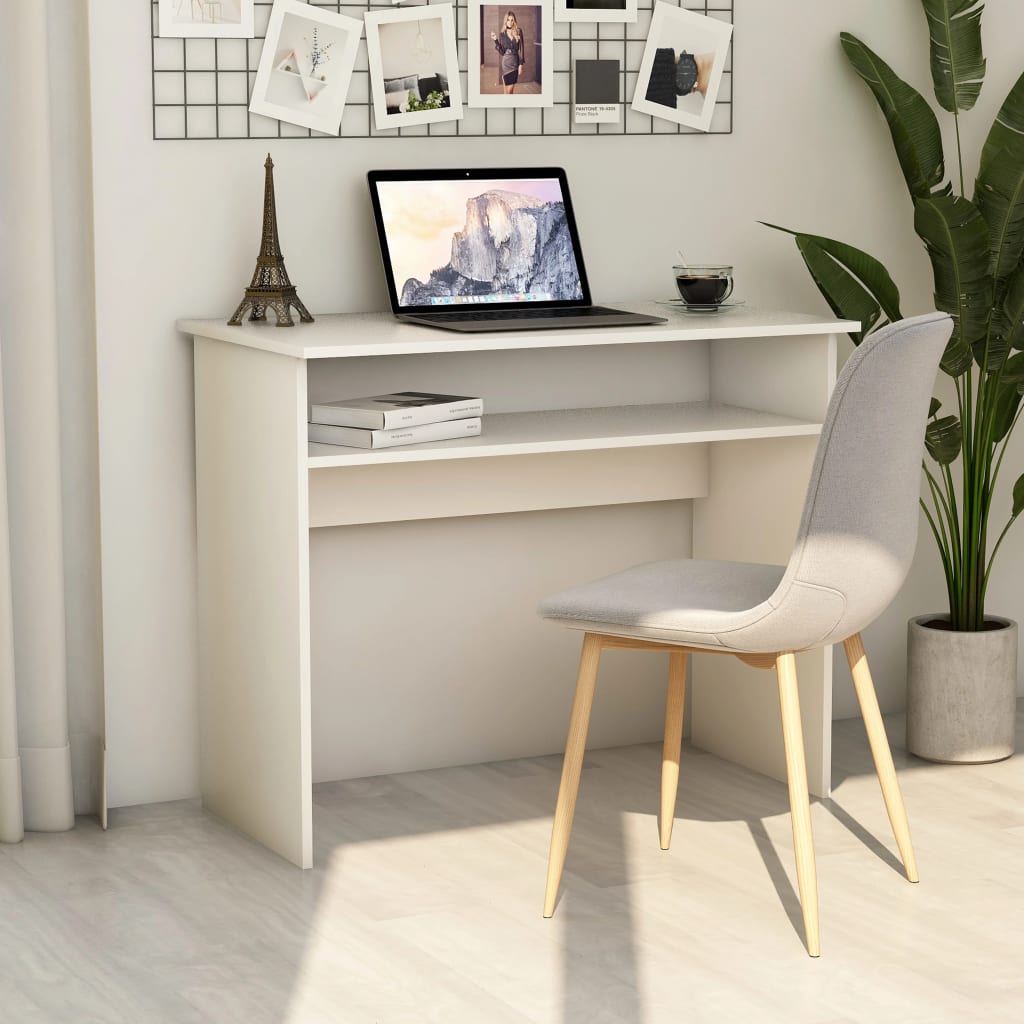 Bureau 90X50X74 Cm Bewerkt Hout Wit