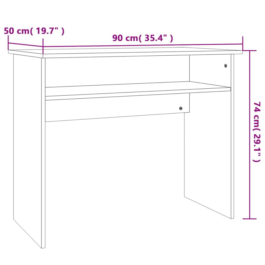 Bureau 90X50X74 Cm Bewerkt Hout Kleurig Sonoma eiken