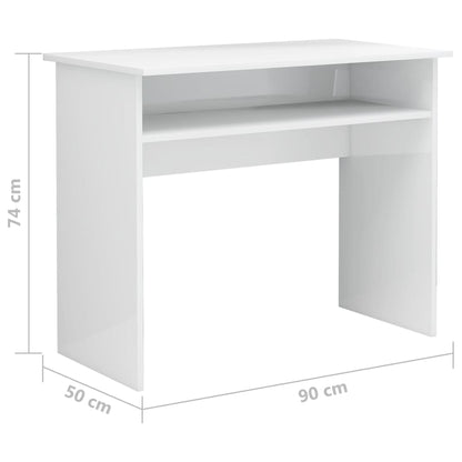 Bureau 90X50X74 Cm Bewerkt Hout Hoogglans wit