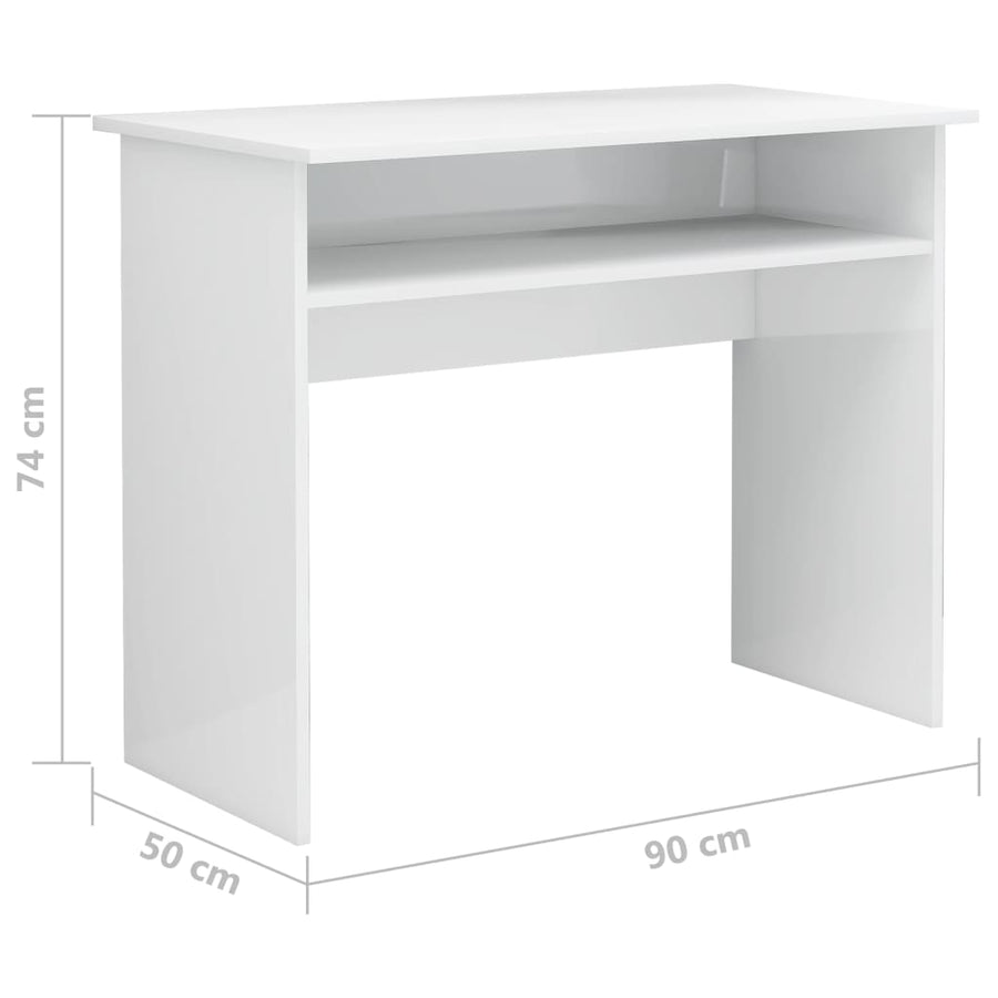 Bureau 90X50X74 Cm Bewerkt Hout Hoogglans wit