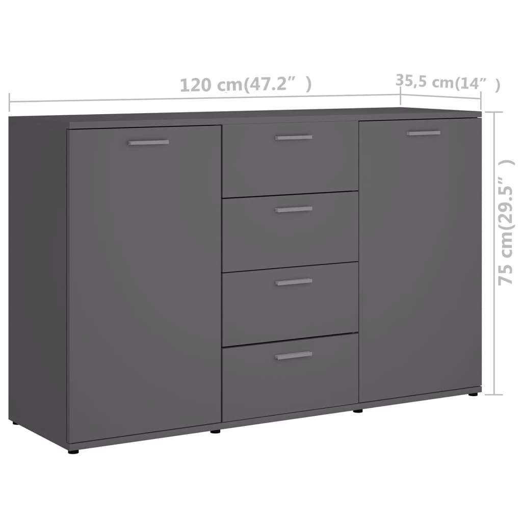 Dressoir 120x35,5x75 cm bewerkt hout grijs Grijs