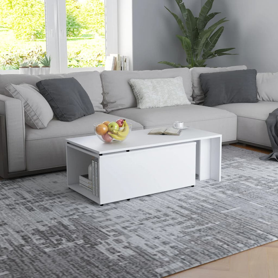 Salontafel 150x50x35 cm bewerkt hout wit Wit