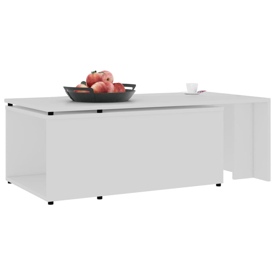 Salontafel 150x50x35 cm bewerkt hout wit Wit
